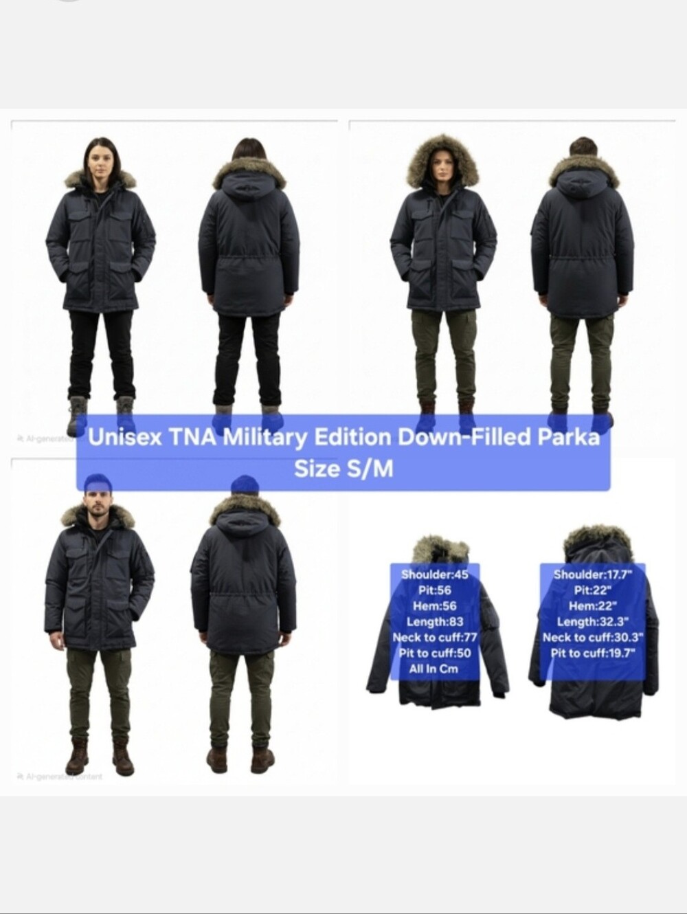 Unisex TNA Military Edition Down-Filled Parka Size S/M